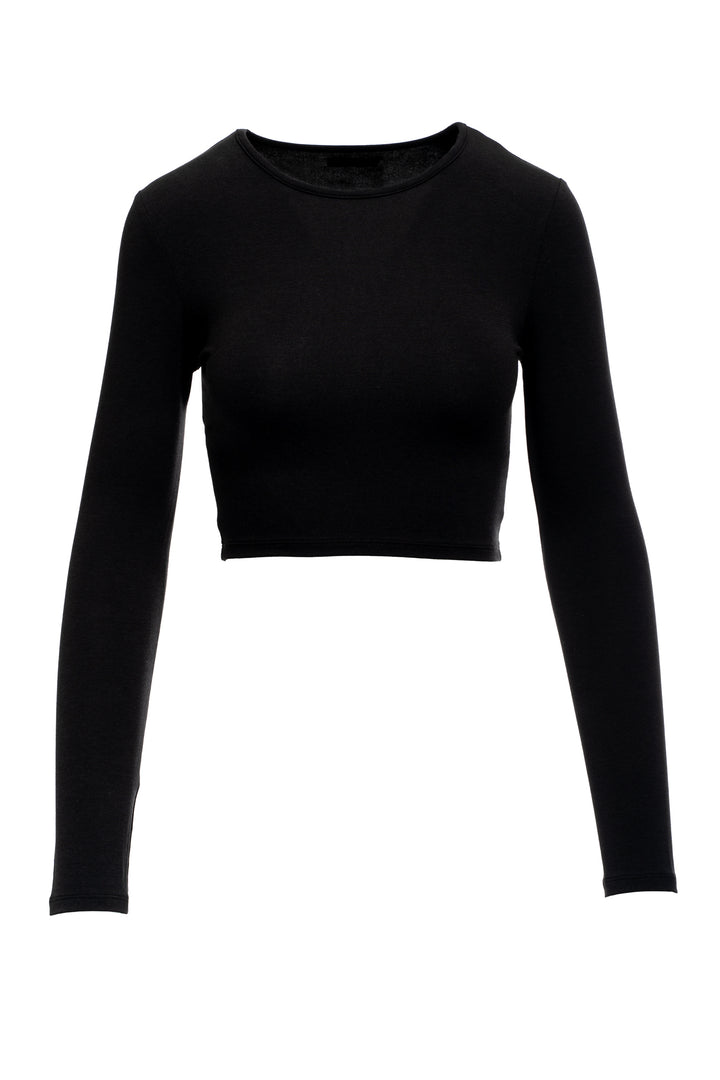 Long sleeve crop top in black