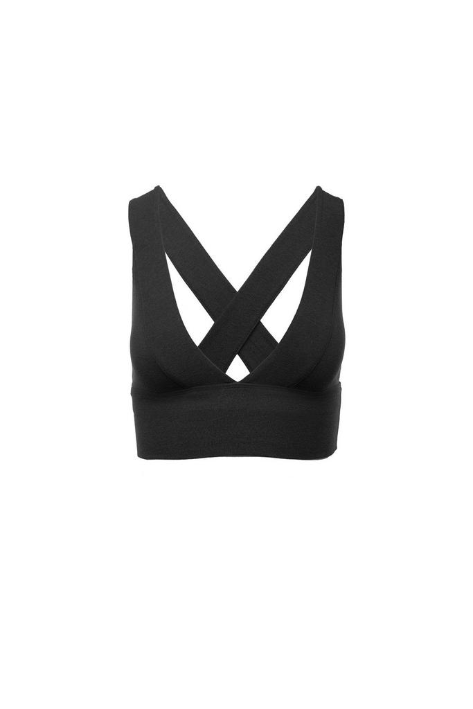 V Neck sport bra black