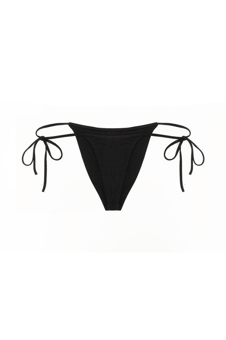 Black merino wool tie bikini bottom made in Canada