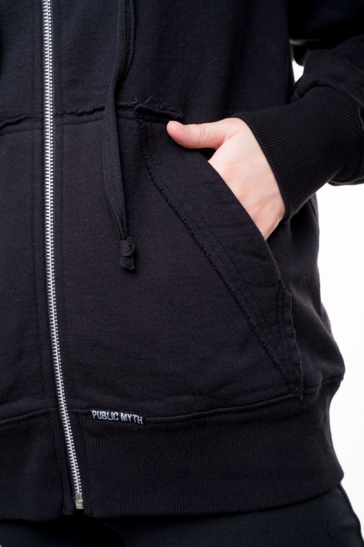 Men's black zip hoodie pocket