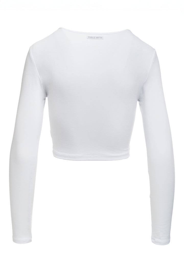 Long sleeve crop in white