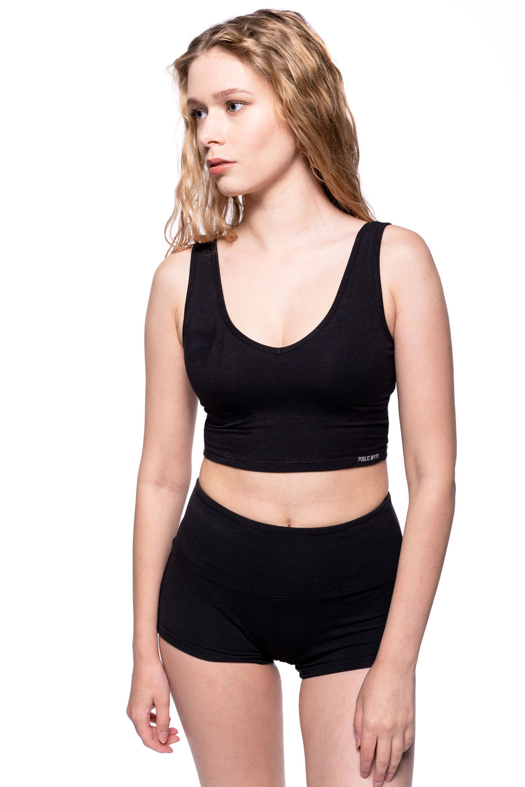 Bamboo V Crop Sports Bra black