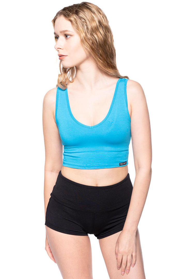 Bamboo V Crop Sports Bra blue