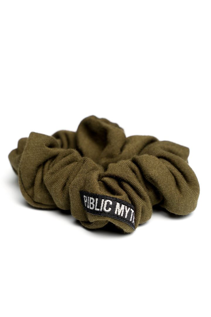olive green bamboo cotton scruchie
