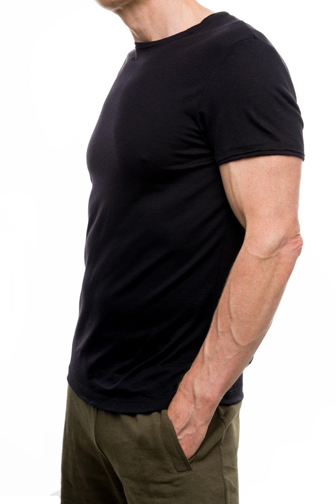 Black men's merino wool T shirt