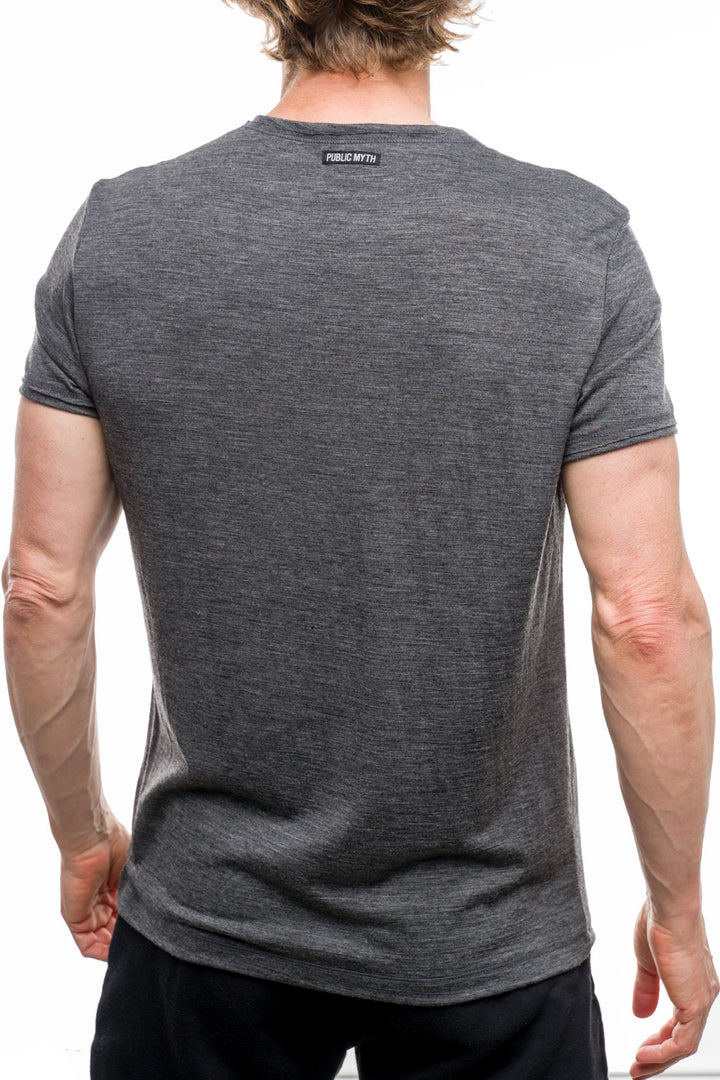 Grey men's merino wool T shirt