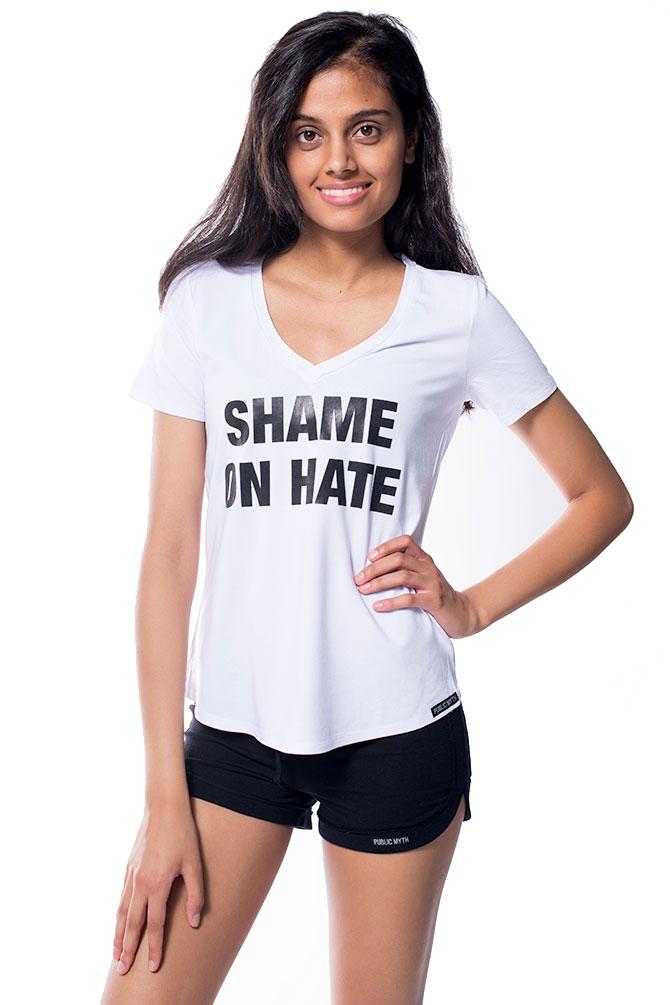 Shame On Hate V Neck T