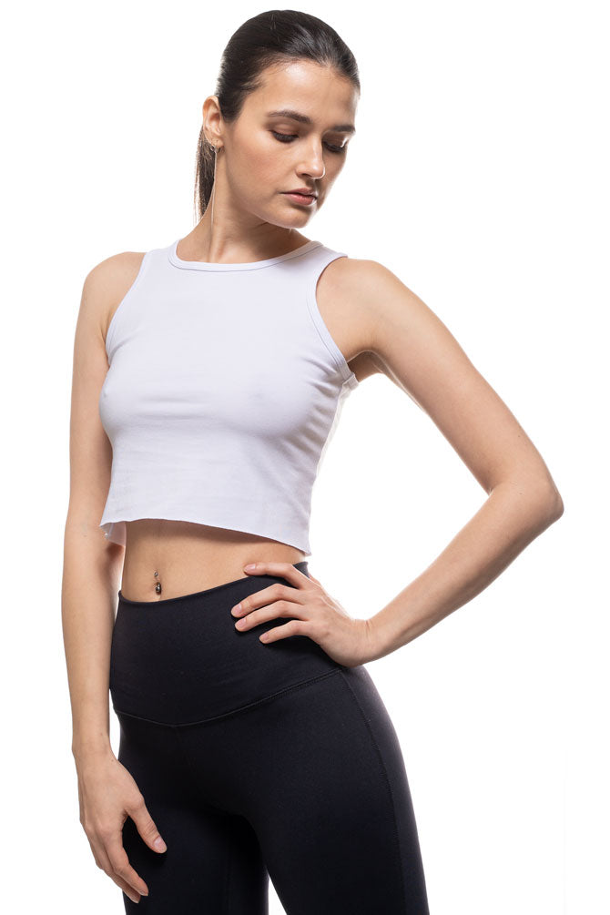 White Crop Tank Top