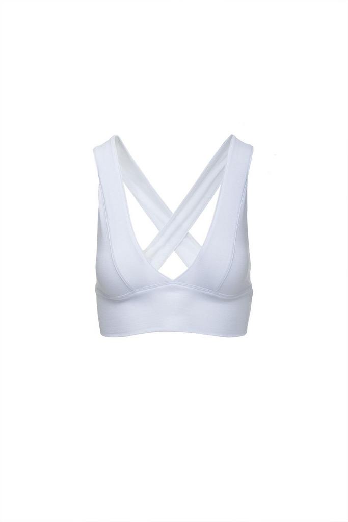 white V neck sports bra
