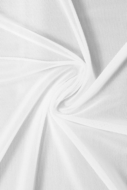 White Nylon Spandex Power Mesh Fabric