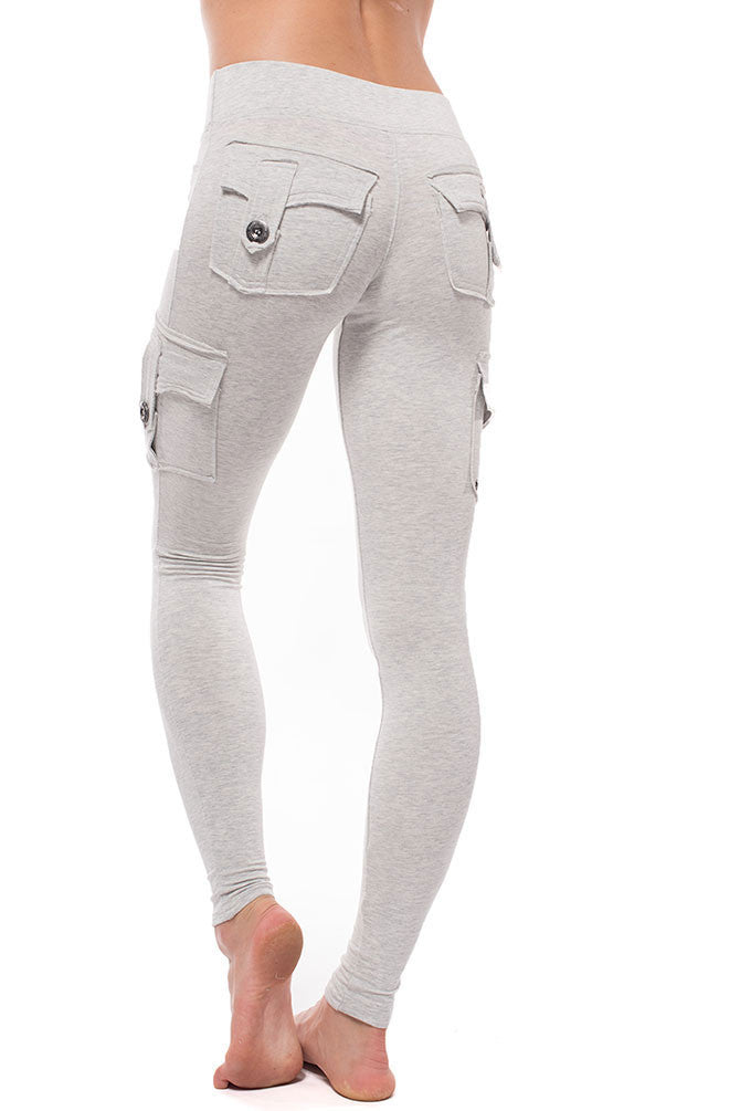 Light heather grey leggings with pockets made in Canada
