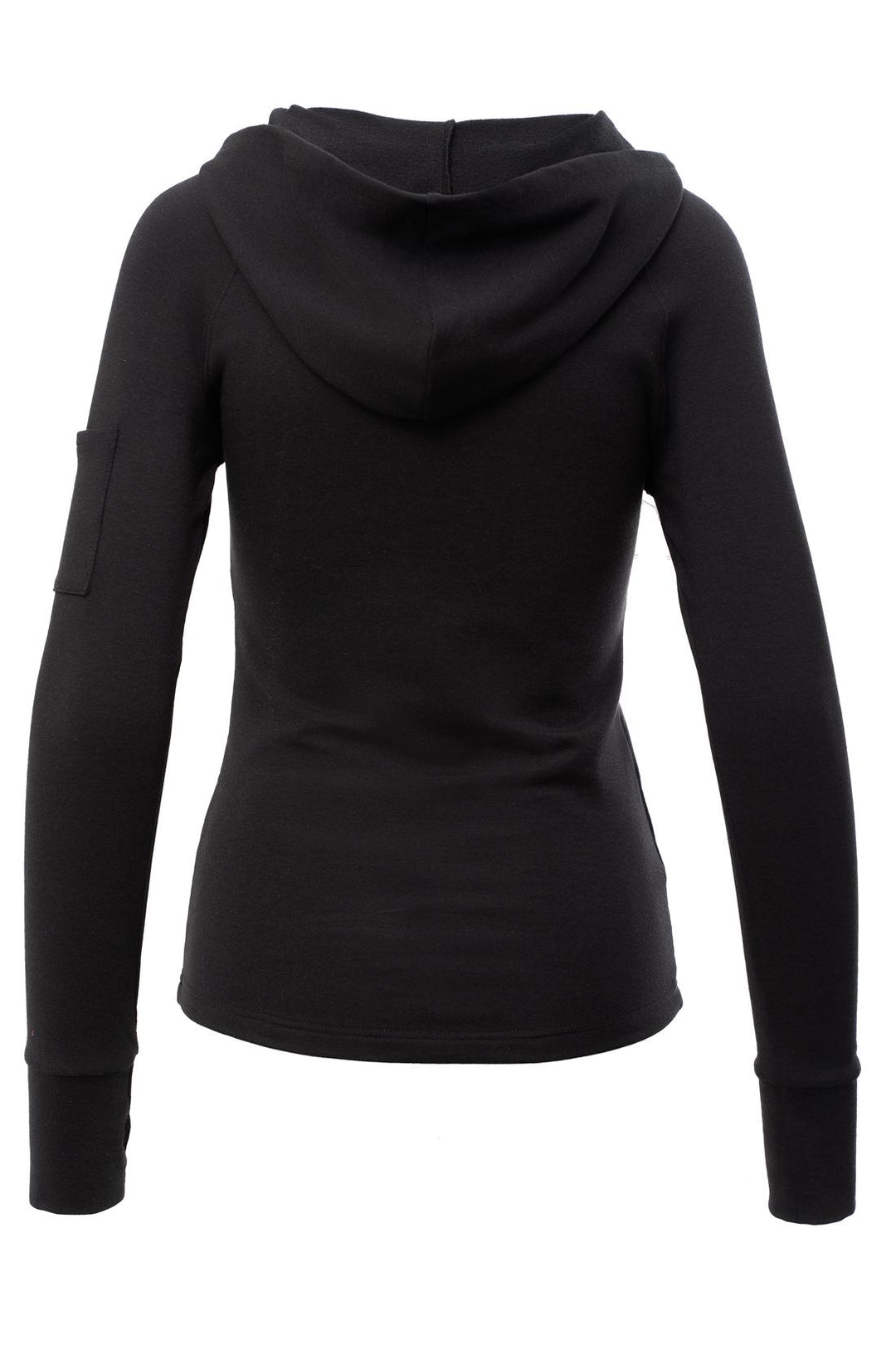 Women's black mid length hoodie