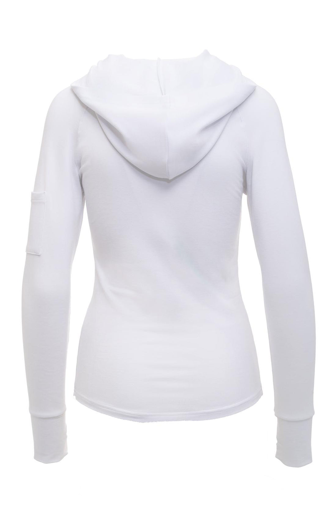 White women's mid length hoodie