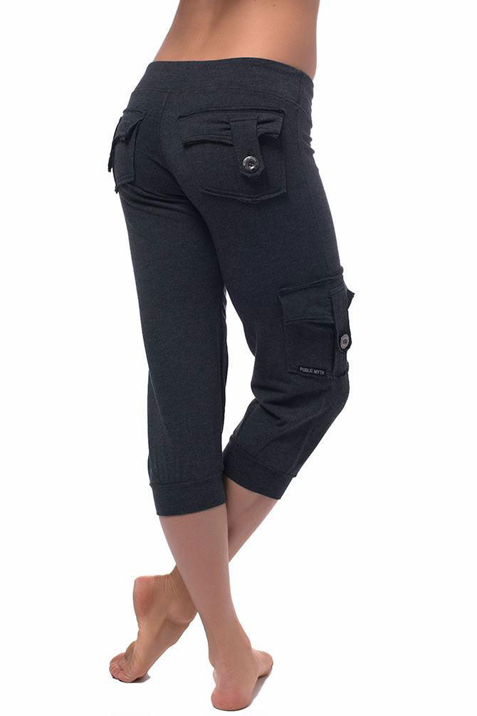 MTA Sport womens black active capri pants,60/40 cotton/polyester